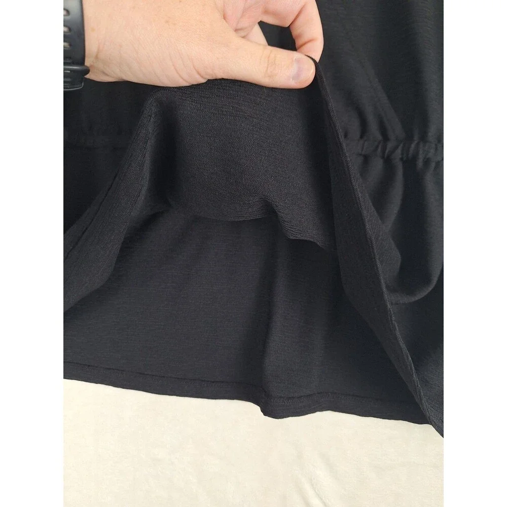 Michael Kors Women’s 1X Top Black Crepe V Neck Surplice Elastic Waist Bell 3/4